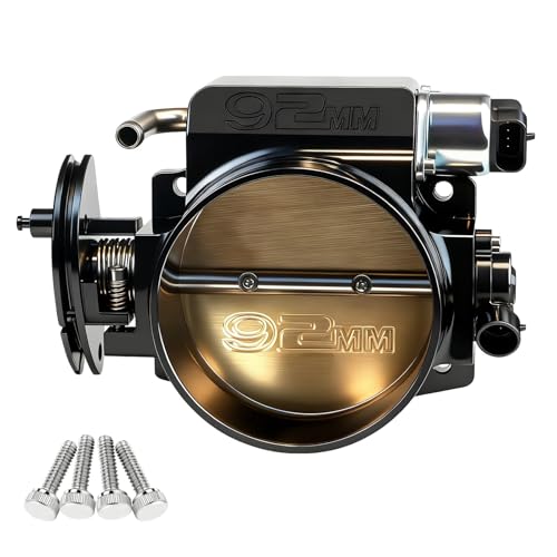92mm Black Throttle Body 4-Bolt Compatible with GM LS1 LS2 LS3 LS6 LS7 LSX Cable Drive Compatible with Chevy Corvette Camaro Pontiac GTO Firebird Includes TPS and IAC Sensors Black Anodized Aluminum