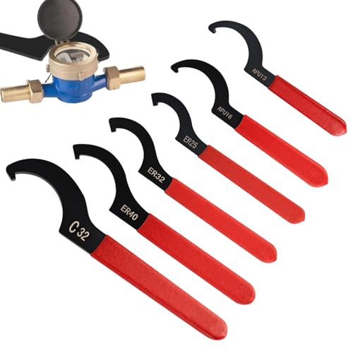 Trendecor Juego de llaves de gancho C de 6 unidades, llave ajustable para máquinas de grabado con mango antideslizante