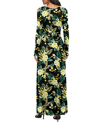 Image of LILBETTER Women Long Sleeve Deep V Neck Loose Plain Long Maxi Casual Dress