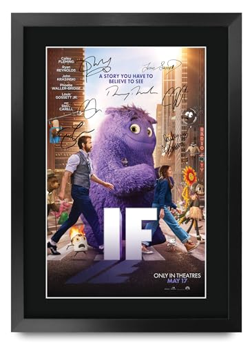HWC Trading IF 2024 Ryan Reynolds Gifts Printed Poster Signed Autograph Picture for Movie Memorabilia Fans - 16" x 12" Framed