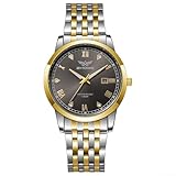 Orologio da uomo in acciaio inossidabile e lega costruito per l'affidabilità quotidiana, coesione visiva e comfort fisico senza eccessivo ingombro o rigidità (nero+oro)