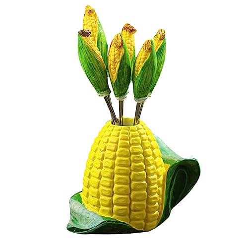Mikinona Lot de 6 fourchettes à Fruits en résine et Acier Inoxydable en Forme de maïs pour Desserts sûres et Chics pour Les fêtes de Mariage et Les Occasions familiales