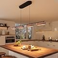 Glimchase 50.2" Kitchen Island Lights, 38W Wood Dining Room Light Fixtures Over Table, Dimmable Linear Pendant Lights for Kitchen Island, 4-Light Rustic Hanging Farmhouse Chandeliers, Walnut Color