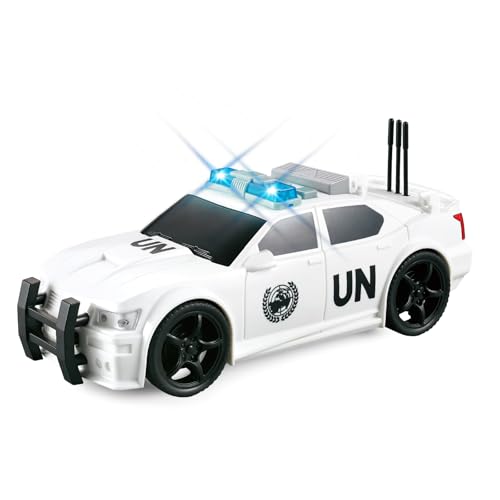 victob Police Car Toy for Kids, Friction Powered 1:20 Rescue Vehicle with Siren Sound and Lights, Push Police Car for Toddlers Boys Girls Ages 3-6, Birthday Gift