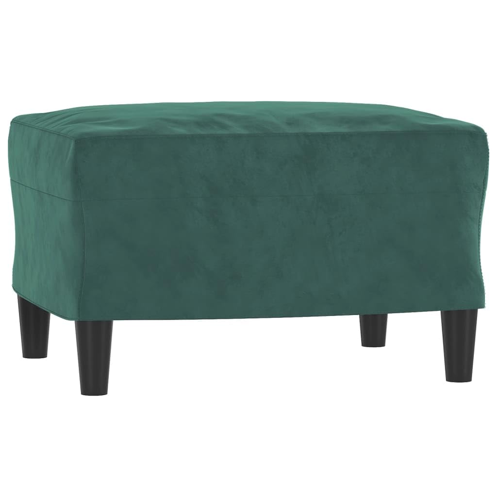 Générique Divano a 3 posti in velluto verde scuro con poggiapiedi 180 cm, moderno con pouf, struttura in compensato e metallo, comodo per soggiorno