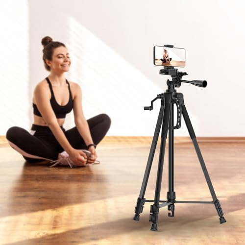 Image of Amazon Basics 67 Inch (170CM) Tripod for DSLR, Camera | Operating Height: 5.57 Feet| Maximum Load Capacity up to 5kg | Portable Lightweight Aluminum Tripod 360 Degree Ball Head | Carry Bag (Black)
