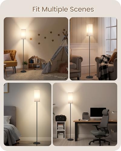 Image of 2Pack Floor Lamp, Pole Lamp with Foot Switch, Modern Standing Lampshade, Minimalist Freestanding Lamp (Bulb Not Included), for Living Room, Bedroom, Office, Black and White CW07LDP205