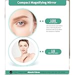 wobsion LED Lighted Travel Makeup Mirror, 1x/10x Magnification, Compact, Portable for Handbag, Purse, Pocket, 3.5 inch Illuminated, Folding, Handheld, 2-Sided, Round, Cyan - Image 2