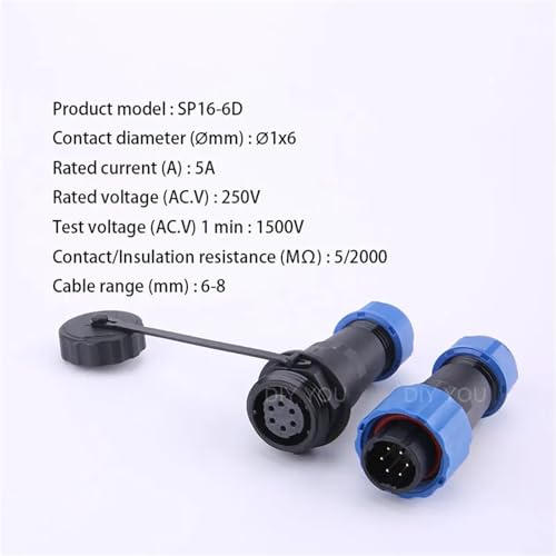 Conector SP16 aéreo para reparar cables de acoplamiento de aviación de 2 pines 2