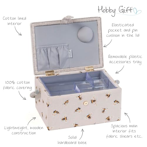 Boîte de rangement couture Hobby Gift M avec abeille brodée