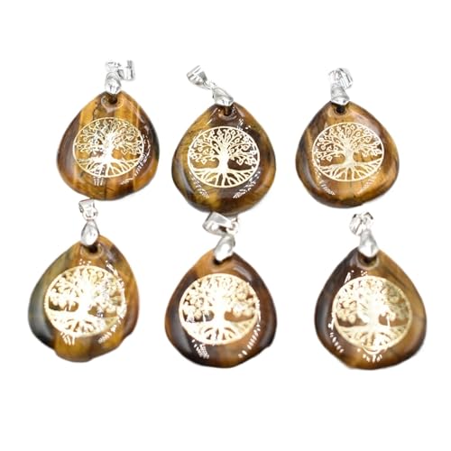 [AIFOXMTKIT] 6 �����̖؃l�b�N���X �y���_���g�V�R�΍����`���N���Ö@�ґz�W���G���[(Tiger eye stone)