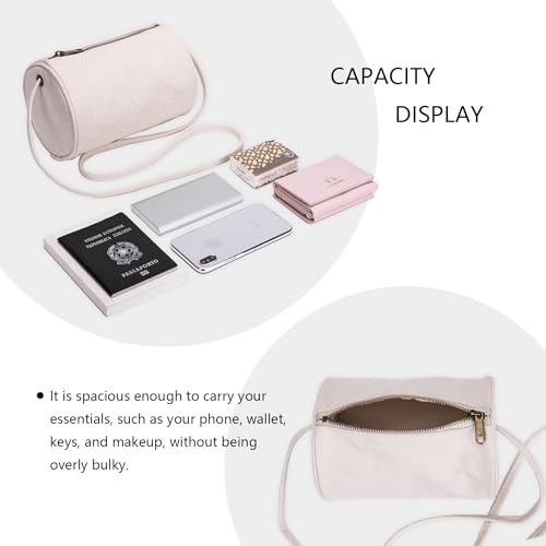 Cross Body Bag Womens Casual Cylinder Shape Handbag Simply New Popular Shoulder Bag Lightweight Stylish (Beige)4