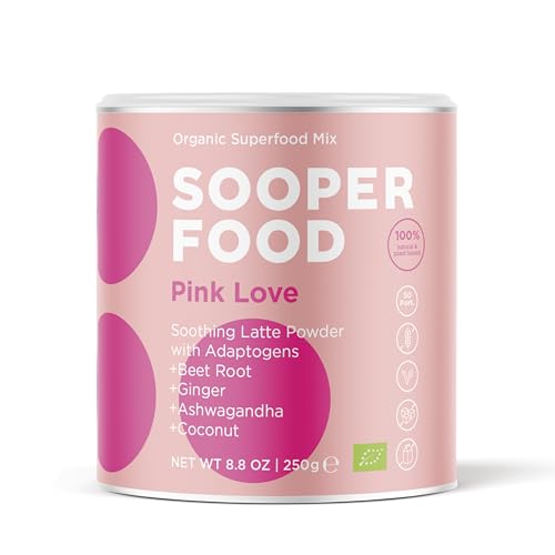 SOOPER FOOD Pink Love | Veganes Bio Superfood Pulver mit Rote Beete & Ashwagandha | Inspiriert von ayurvedischer Tradition | Glutenfrei & ohne Zucker | 50 Portionen | 250g SOOPER FOOD Pink Love | Veganes Bio Superfood Pulver mit Rote Beete & Ashwagandha | Inspiriert von ayurvedischer Tradition | Glutenfrei & ohne Zucker | 50 Portionen | 250g