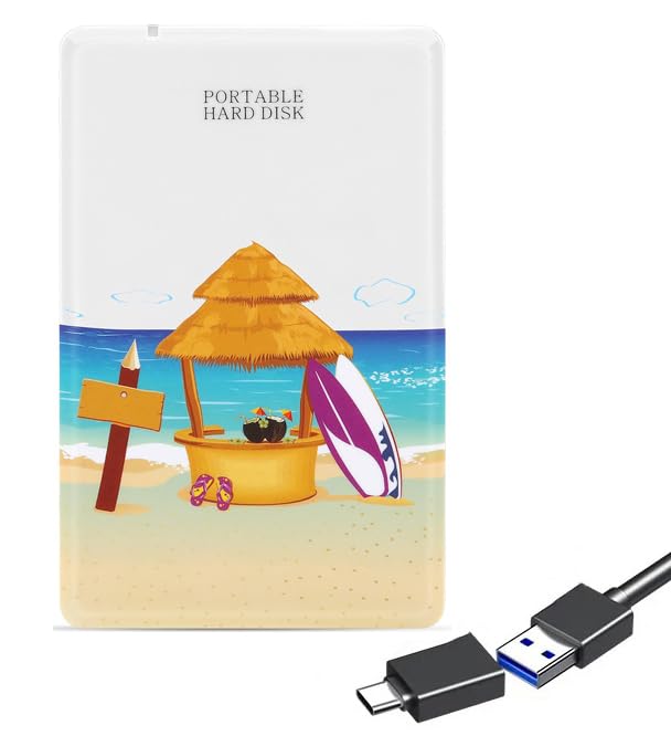 Image of GAZELLE Ultra Slim Portable External Hard Drive, 2 in 1 Type C and USB 3.0- for PC, Mac, Laptop, PS4, Xbox one, Xbox, Tablet, ipad, Mobile (320GB, Beach)