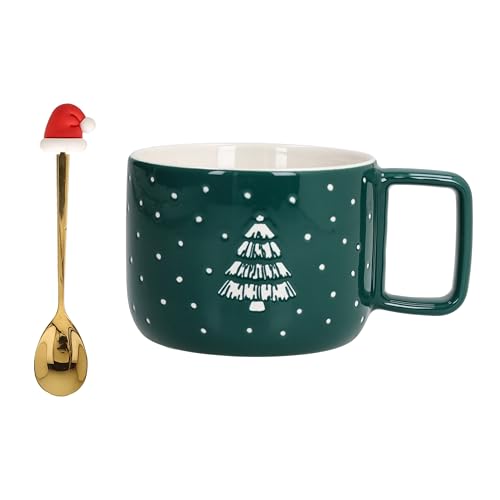 Tognana, Mug 420cc con cucchiaino - Cappello Natale, New Bone China, Verde