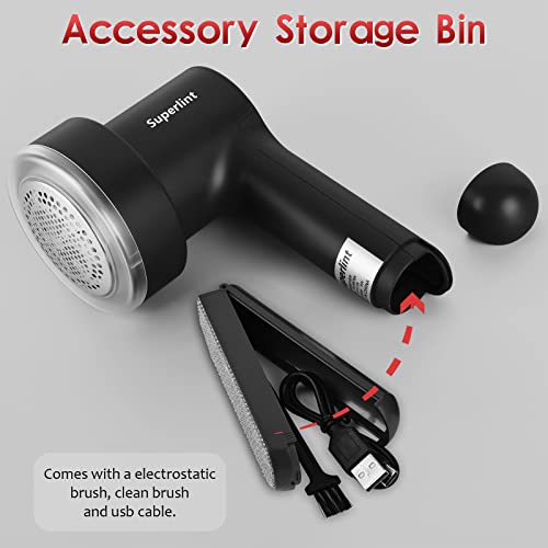 Super Lint Electric Fabric Shavers Electrostatic Brush, Led Display, Usb Rechargeable Lint Removers With 3-Speed For Fabric Fleece Clothes Bedding Furniture, Black #TOP2