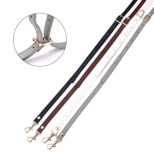 Image of GORGECRAFT Leather Purse Strap Replacement 43-50 Inch Long Full Grain Adjustable Faux Leather Bag Straps with Decorative Fringe for Body Handbags Shoulder Bags, 0.5 Inch Wide (Grey)