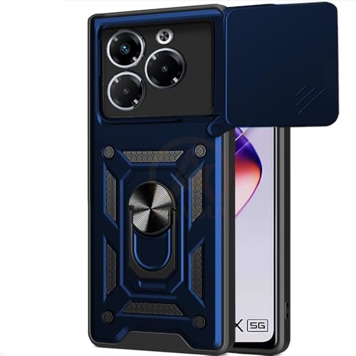 Image of Armor Bumper Back Cover Case for Infinix Note 40X 5G Rotating Camera Cover, Ring Holder & Kickstand | Heavy Duty & 360 Degree Protection Infinix Note 40X 5G Back Cover (Blue)