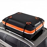 COSTWAY Dachbox Auto, 600 Liter Dachkoffer wasserdicht, Gepäckbox mit Anti-Rutsch-Matte, 6 Türhaken, Schloss & Tragetasche, tragbare Dachtasche XXL für Autos mit/ohne Gepäckträger (Orange)