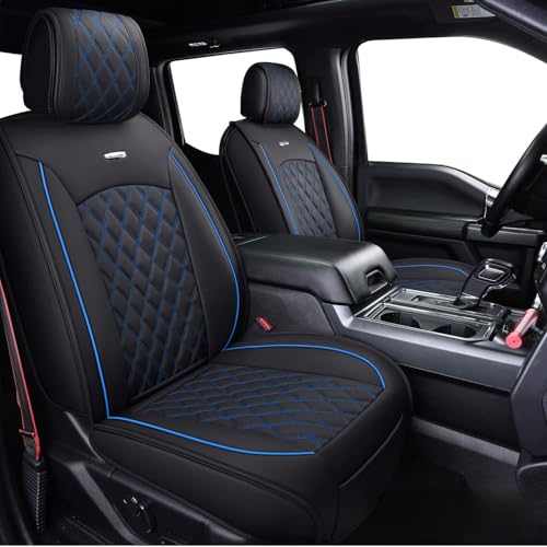 Image of Aierxuan Car Seat Covers for Ford F150 F250 F350 F450 Truck (Black-Blue)