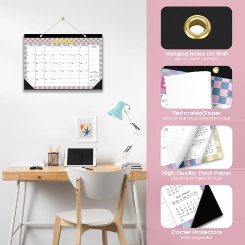 Image of Desk Calendar 2026-2027, 21-Month Calendar Runs Unitl June 2027, Large 17 inch x 12 inch Monthly Desktop & Wall Calendar for Home & Office - Checkered