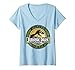 Womens Jurassic Park Staff Retro Distressed Logo V-Neck T-Shirt