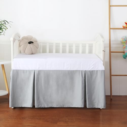 Crib Skirt Dust Ruffle, 100% Egyptian Cotton 400 Thread Count Soft Breathable Crib Bedding Skirt for Baby, Boys and Girls, 52'X28' with 14' Crib Bed...