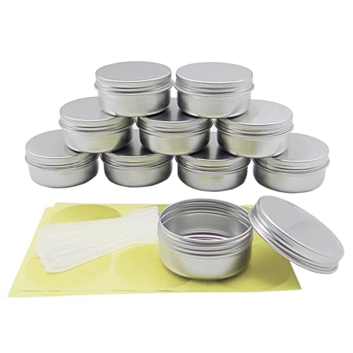 Wopanxye 10個パック 50g/50ml シルバー アルミ缶 クリーム 茶 蝋燭の唇光沢のバームのための詰め替え式容器を入れる ローション アルミケース クリームケース 化粧品 小分け丸ケース 旅行用品、出張 化粧品・クリーム・小物用収納ボックス