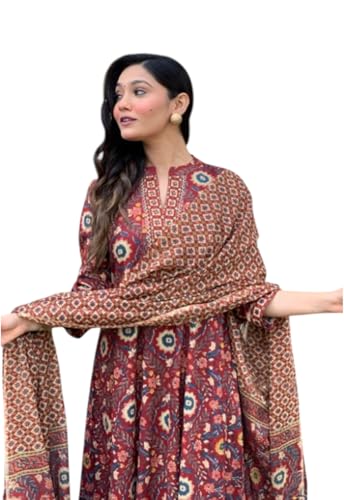 Kurta femme en viscose marron avec pantalon et dupatta assortis