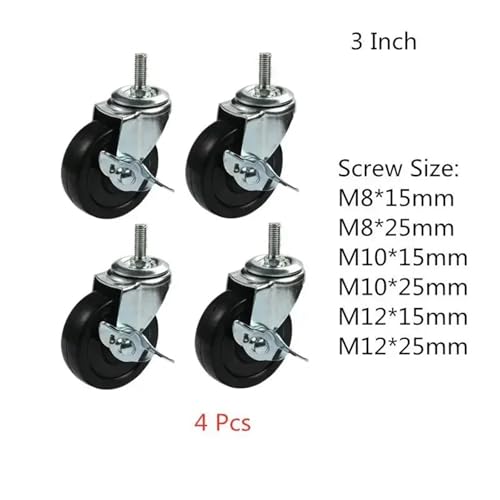 Roues en caoutchouc durables 4 pouces M8 M10 M12 avec roulements renforcés haute performance - 2
