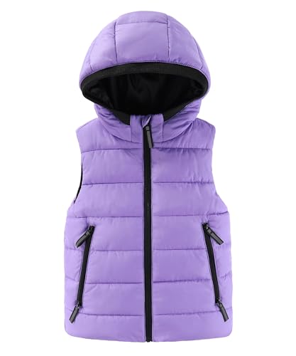 Hiheart Boys Girls Zip-up Fleece Lined Cotton Padded Vest with Hood