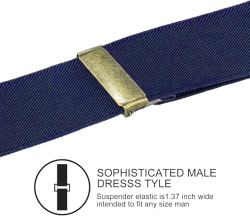 Image of Suspenders for Men, Adjustable Suspenders Gold Clip with Elastic Straps Y-Back Construction Heavy Duty for Work