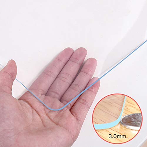 Odorless Transparent Tablecloth PVC Soft Glass Table Mat 3.0mm Thickness Transparent Coffee Table Mat Waterproof And Oil Proof (Color : Clear, Size : 90 * 160cm)
