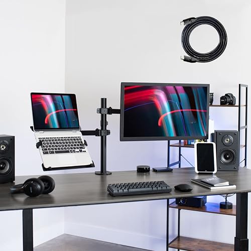 Lions Head Monitor Stand with Laptop Tray Monitor arm Long Pole ,Dual fully Adjustable Vesa 100 Mm Compatible Ventilated Tray19 Inc to 32 inc Screen A