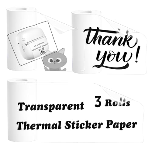 Mini Thermal Printer Sticker Paper Rolls (3-Pack)