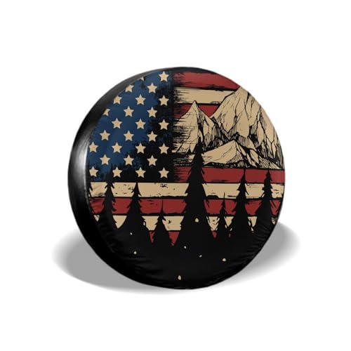 Barneova American Flag Spare Tire Cover Waterproof Dust-Proof Universal Protection Tires Spare Wheel Tire Cover Fit for Jeep Wrangler Trailer RV SUV Truck Camper Travel Trailer Accessories 15 Inch