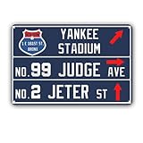 12” x 8” Yankee Wall Decor Art Poster, New York NY Baseball Metal Tin Sign, Yankee Gifts for Boys Men Home Room Decor