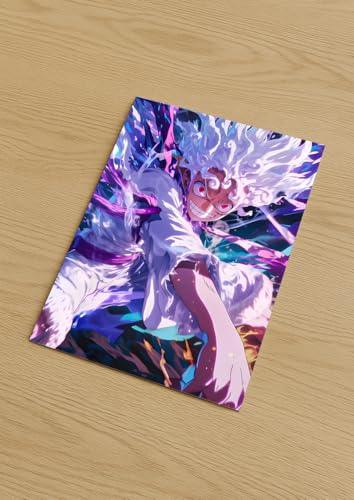 Image of NIJUKA Anime Printed A4 Size Metal sheet Poster For Home And Room Decoration | For Anime Art Fans Boys And Girls (Luffy White God Form Attack)