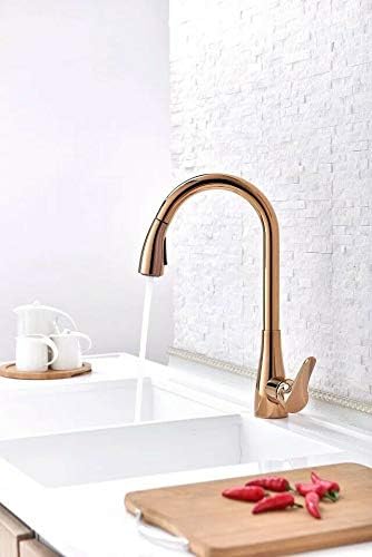 Rose Gold Pvd Color Kitchen Faucet Mixer Tap Single Hole Deck Mounted for Bar Area