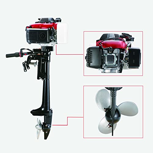 Cukusin Outboard Motor 4 Hp 4 Stroke Outboard Boat Engine Air Cooling System, Strong Shaft Small Outboard Motor #TOP5