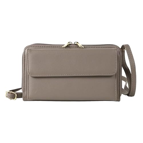 [ZAZ] スマホバッグ スマホショルダー ウォレットポーチ お財布 ポーチ ショルダー スマホポシェット 横型 かわいい おしゃれ スマホショルダー 財布 ショルダーバッグ ポシェット サコッシュ 入れたまま操作 携帯ケース 斜めがけ クリアポケット グレージュ