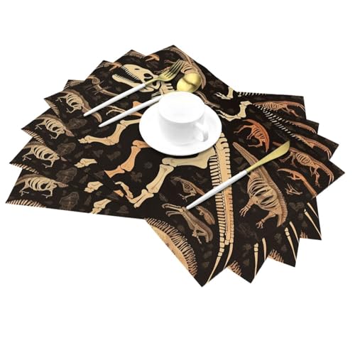 Sets de table motif squelette de dinosaure en maille PVC durable et robuste