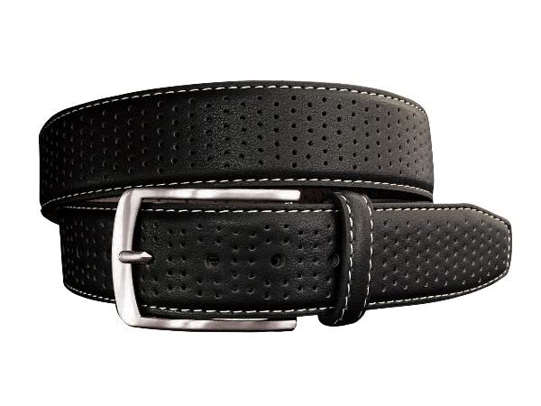 Snake Eyes Perforated Leather Stretch Belt 38 Black Black Size 38