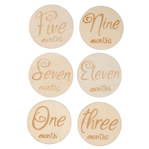 HEMOTON Wood Milestone Cards Set Monthly Milestone Discs Wood Friendly for Newborn Photography