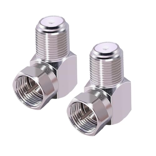 CNARIO 2 piezas conector coaxial en ángulo recto F macho a hembra miniatura 2