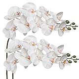 Orchid White 31.5" Real Touch Signal Stem Phalaenopsis Orchid Spray with 9 Large Flowers for Home Ar