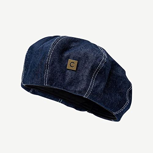 Beret Hat Blue Denim Octagonal Hat Retro Metal Letter C Mark Casual Newsboy Cap Spring Summer Autumn Cozy Painter Bud Hats #TOP5