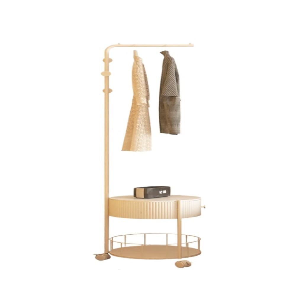 Laundry Rack Cream Style Clothes Hanger Floor-Standing Bedroom Movable Living Room Coat Rack Creative Clothes Hanger Drying Rack