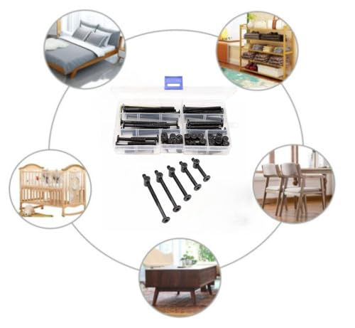 Crib Screws Hardware Replacement Kit, 18-Set M6x25/35/45/55/65 Hex Drive Socket Cap Screws Barrel Nuts Assortment Kit for Beds Headboards Chairs Furniture (18Set M6 X 25/35/45/55/65mm)