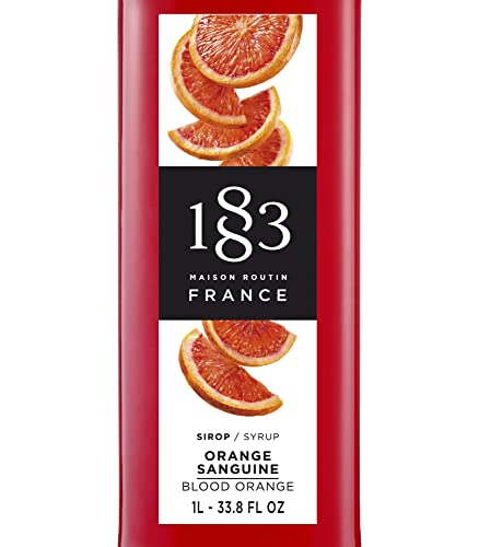 Image of 1883 Blood Orange Syrup for Drinks, Made in France, 1 Liter Glass Bottle